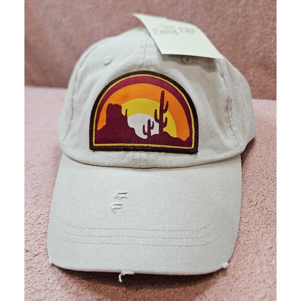 New With Tag- The Easy Life Desert Cactus Sunset Patch Distressed Baseball Cap